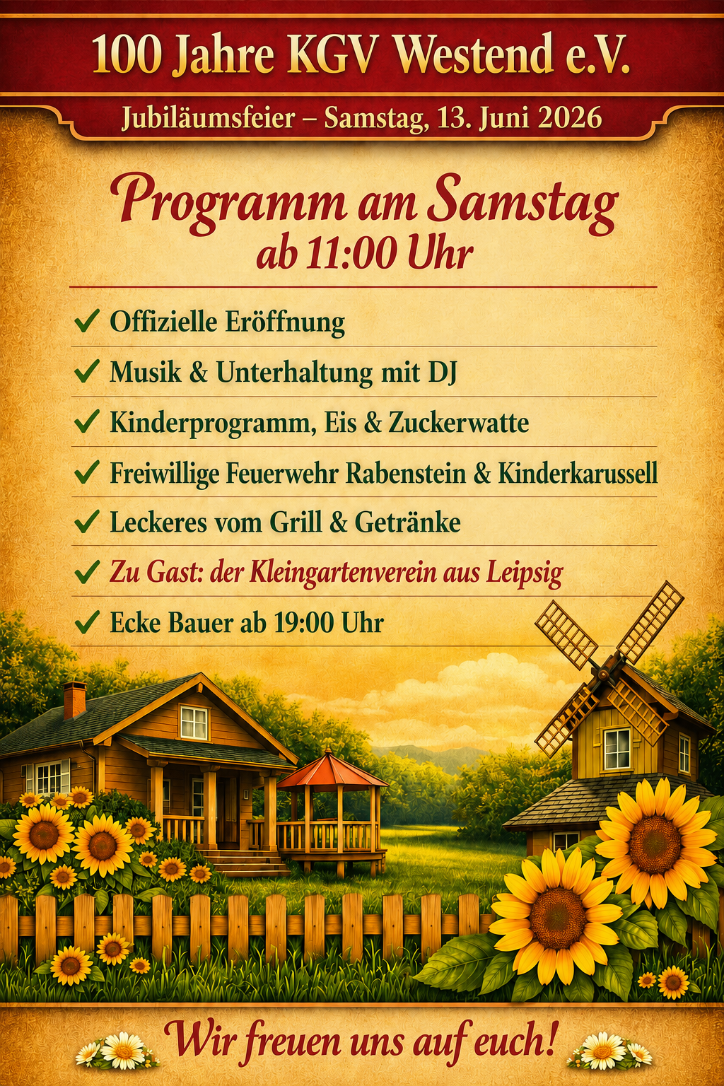 Flyer Jubiläumsfeier Samstag