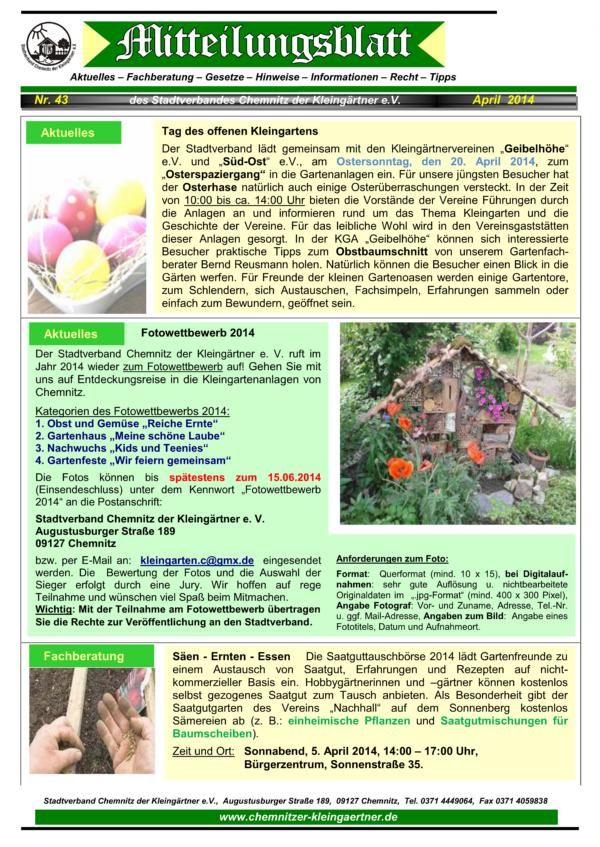 Mitteilungsblatt April 2014
