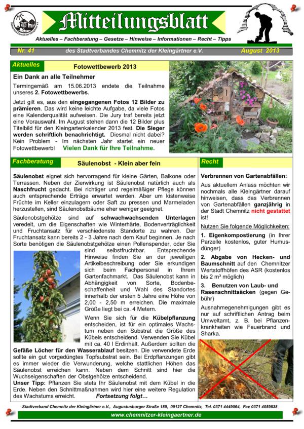 Mitteilungsblatt August 2013